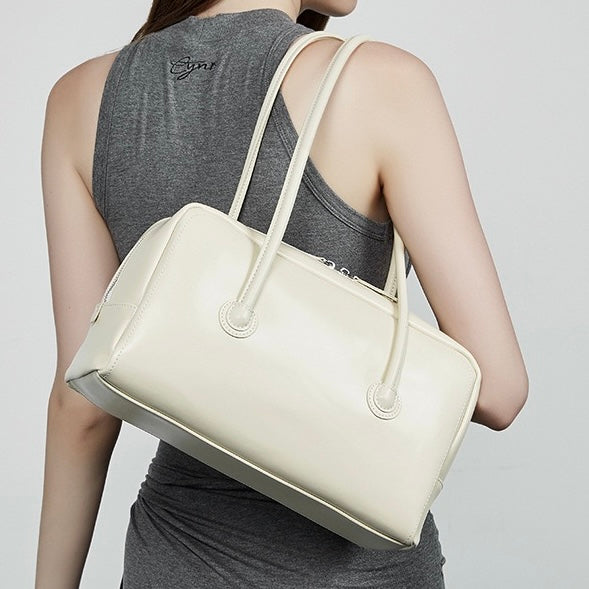 Boston Strukturierte Kissen-Schultertasche aus echtem Leder für Damen