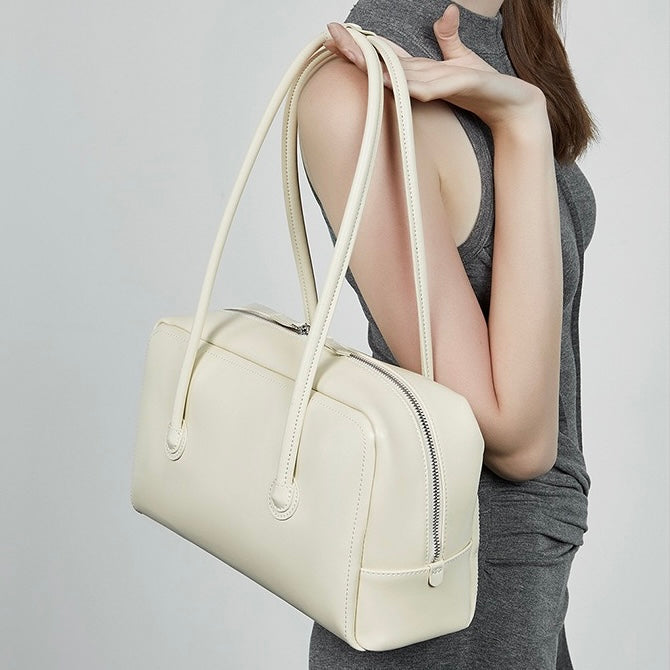 Boston Strukturierte Kissen-Schultertasche aus echtem Leder für Damen