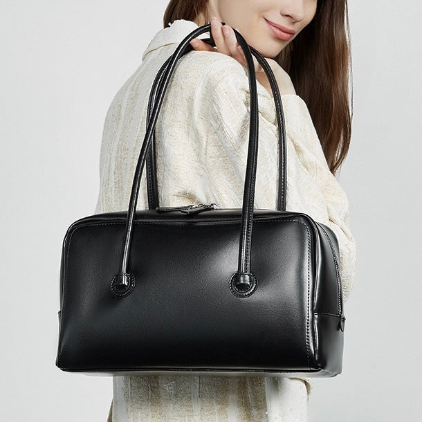 Boston Strukturierte Kissen-Schultertasche aus echtem Leder für Damen