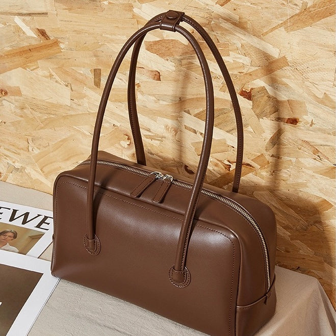 Boston Strukturierte Kissen-Schultertasche aus echtem Leder für Damen