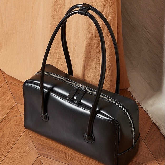Boston Strukturierte Kissen-Schultertasche aus echtem Leder für Damen
