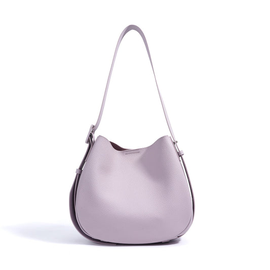 Sac seau à bandoulière large en cuir véritable pour femme