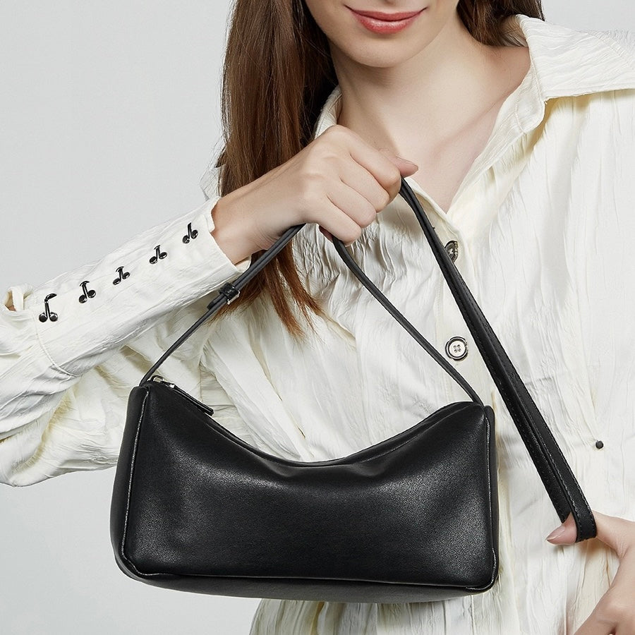 Minimalistische, weiche Umhängetasche aus echtem Leder für Damen