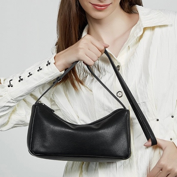Minimalistische, weiche Umhängetasche aus echtem Leder für Damen