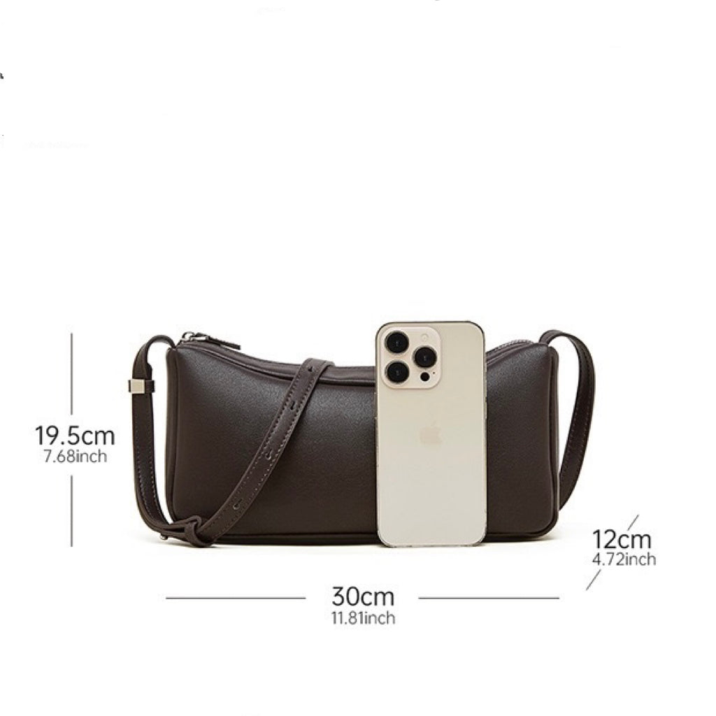 Minimalistische, weiche Umhängetasche aus echtem Leder für Damen