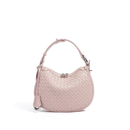 Sac bandoulière Crescent en cuir véritable tissé – Édition printemps-été 2025