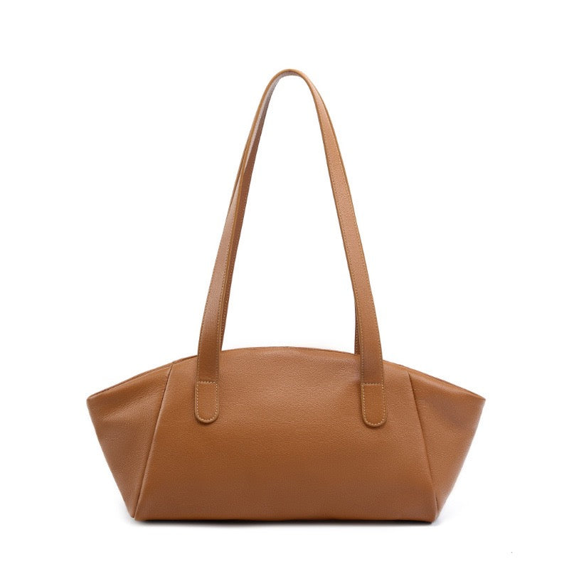 Geflügelte Tragetasche aus echtem Leder für Damen – Minimalistische Pendlertasche mit großem Fassungsvermögen