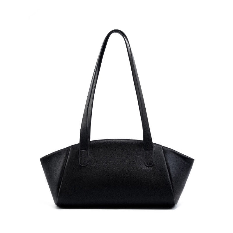 Geflügelte Tragetasche aus echtem Leder für Damen – Minimalistische Pendlertasche mit großem Fassungsvermögen