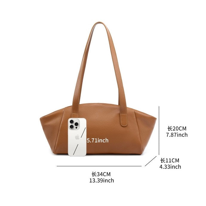 Geflügelte Tragetasche aus echtem Leder für Damen – Minimalistische Pendlertasche mit großem Fassungsvermögen
