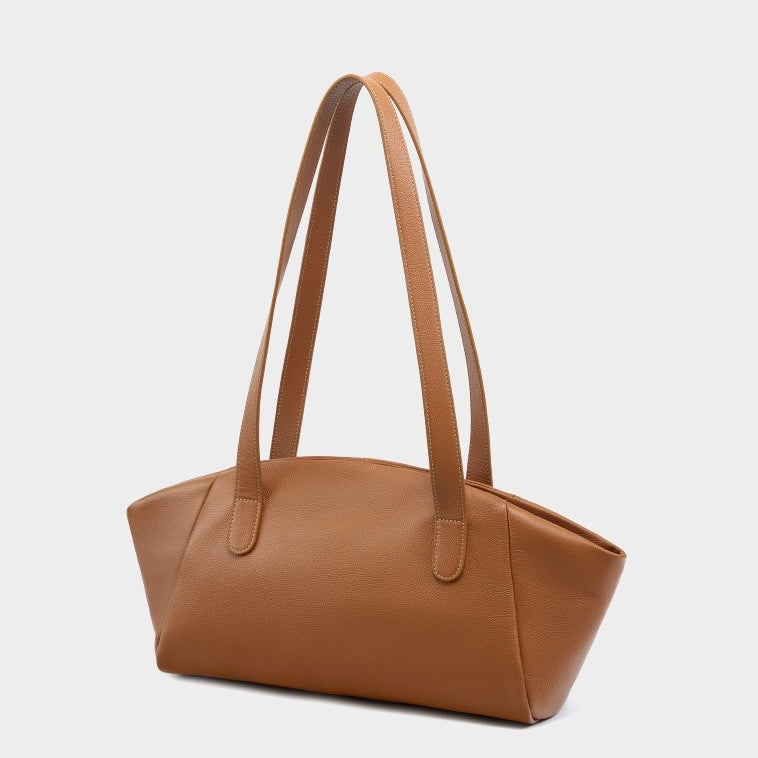 Geflügelte Tragetasche aus echtem Leder für Damen – Minimalistische Pendlertasche mit großem Fassungsvermögen