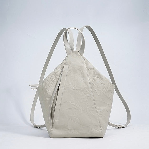Women’s Genuine Leather Niche Pleated Convertible Backpack
