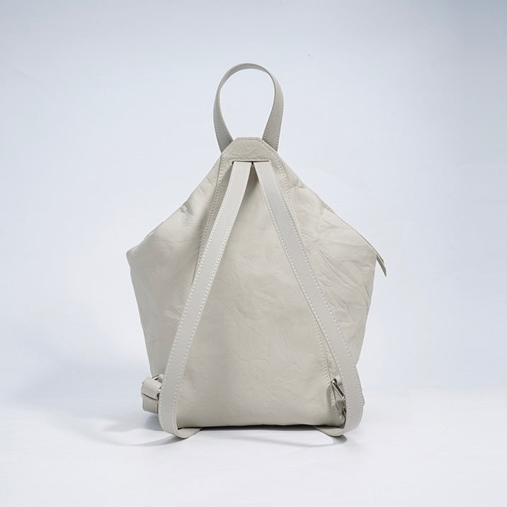 Women’s Genuine Leather Niche Pleated Convertible Backpack