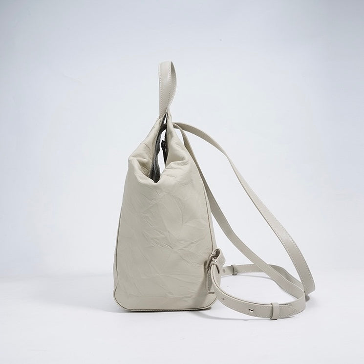 Women’s Genuine Leather Niche Pleated Convertible Backpack