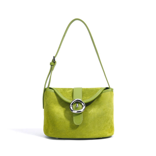 Bolso de mano y bandolera para mujer en cuero genuino mate con bloques de color