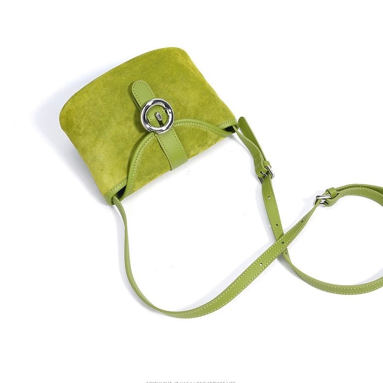 Damen-Umhängetasche aus mattiertem Echtleder in Colorblock-Optik