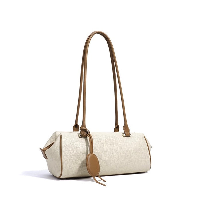 Leichte Luxus-Schulterhandtasche aus echtem Leder für Damen mit Anhänger