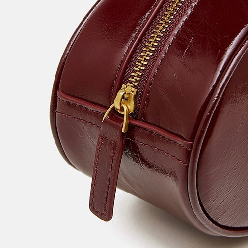 Women's Top Grain Cowhide Single Shoulder Handheld Baguette Bag