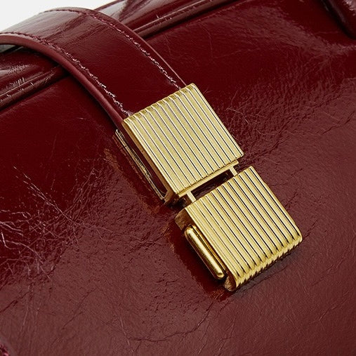 Women's Top Grain Cowhide Single Shoulder Handheld Baguette Bag
