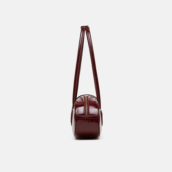 Women's Top Grain Cowhide Single Shoulder Handheld Baguette Bag