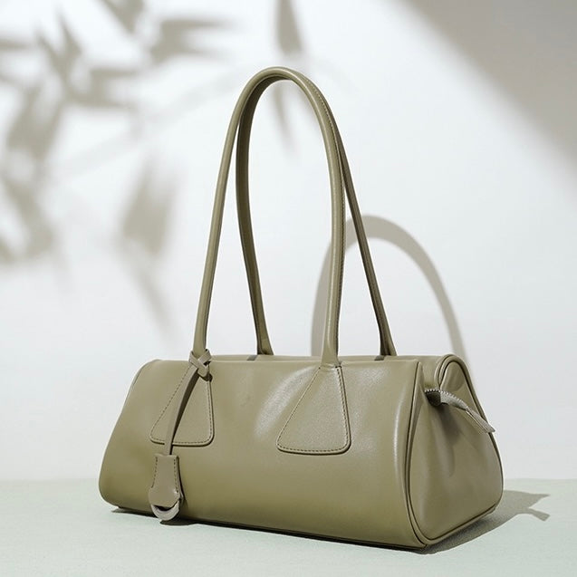 Frühling Sommer Französisch Stil Echtleder Kissen Schulter Baguette Tasche