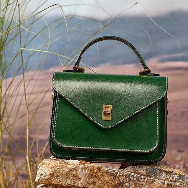 Bolso bandolera de cartero para mujer de cuero genuino en elegante