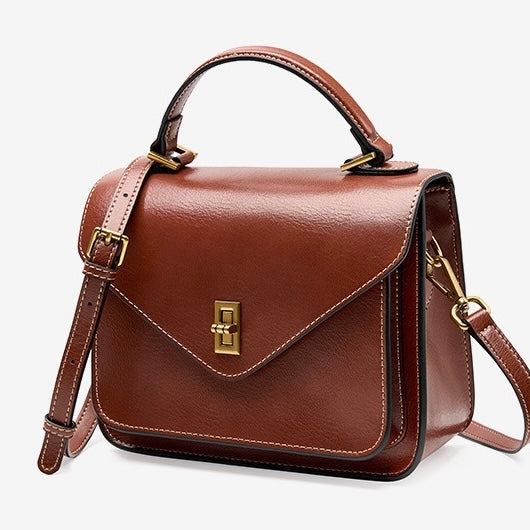Bolso bandolera de cartero para mujer de cuero genuino en elegante