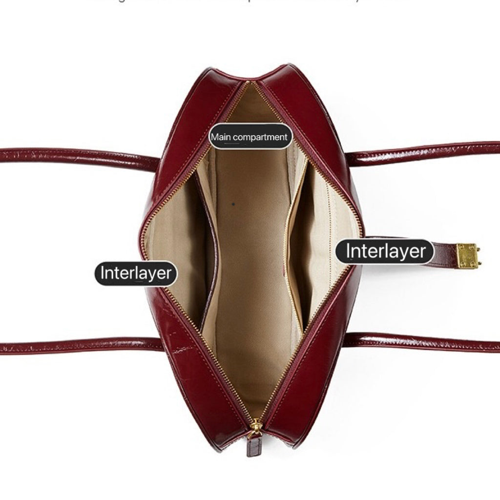 Women's Top Grain Cowhide Single Shoulder Handheld Baguette Bag