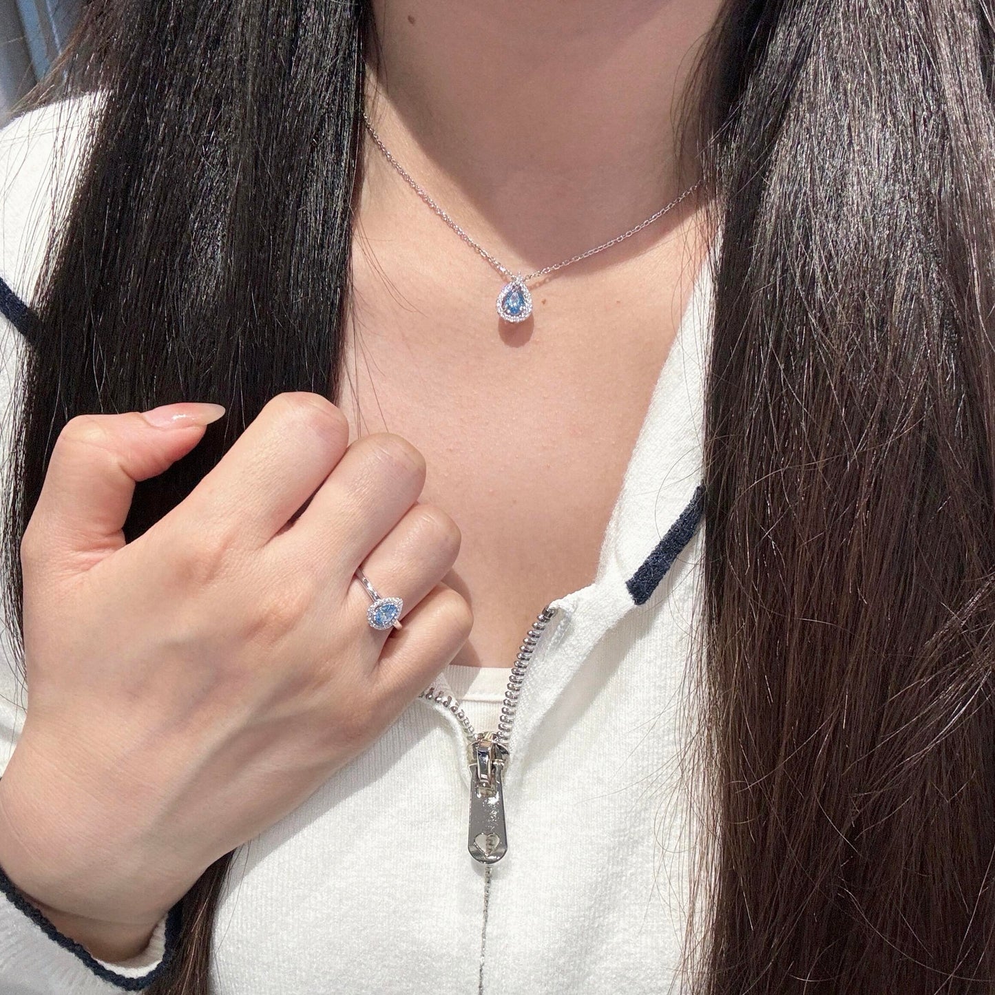 قلادة دمعة حورية البحر الزرقاء المحيطية