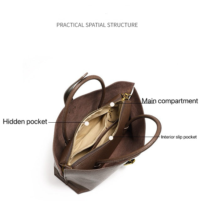 Niche Commuter Crossbody Tote aus echtem Rindsleder für Damen