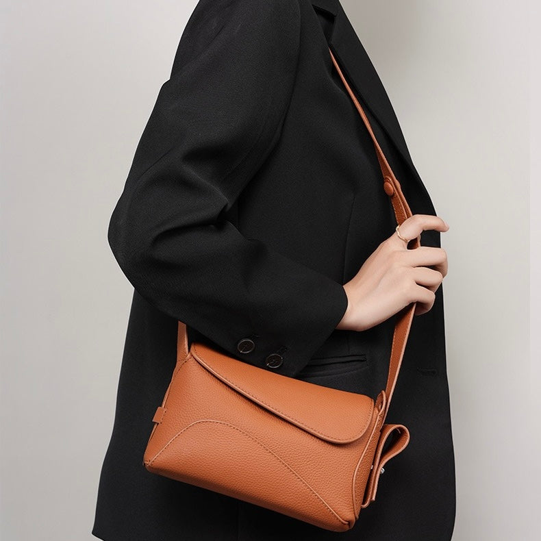 Women's Luxe Grained Leather Asymmetric Crossbody Bag