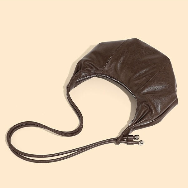 Women's Genuine Leather Half-Moon Dumpling Handbag