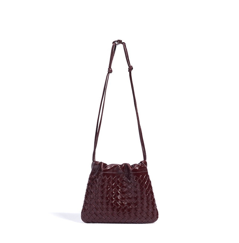 Women's Genuine Leather Sheepskin Woven Exquisite Ladies Crossbody Bag