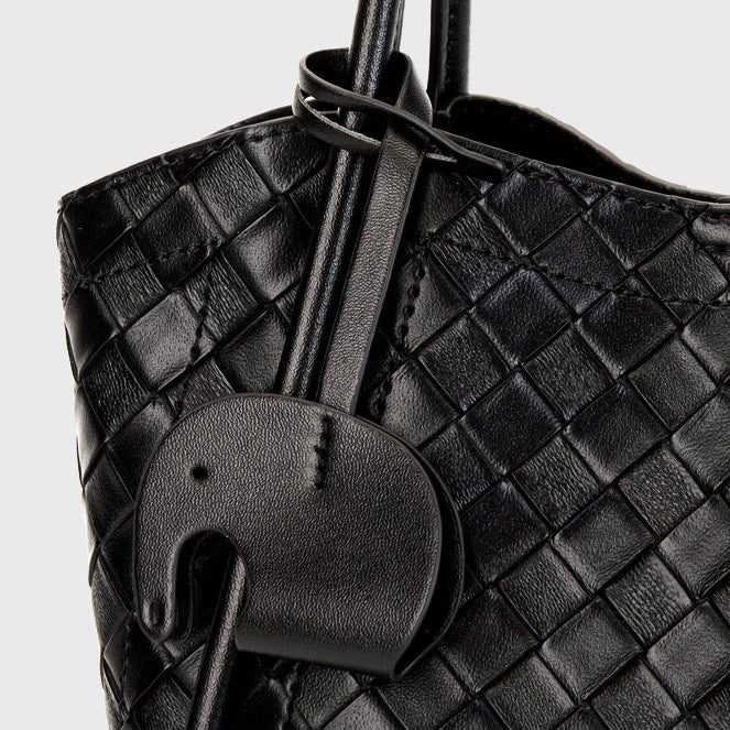 Premium Leather Woven Large Capacity Versatile Tote Crossbody Basket Bag