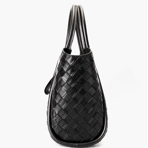Premium Leather Woven Large Capacity Versatile Tote Crossbody Basket Bag