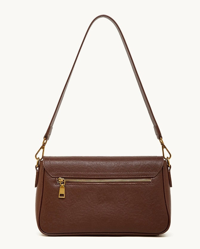 Bolso bandolera cruzado para mujer Eclipse Ash de cuero genuino con hebilla