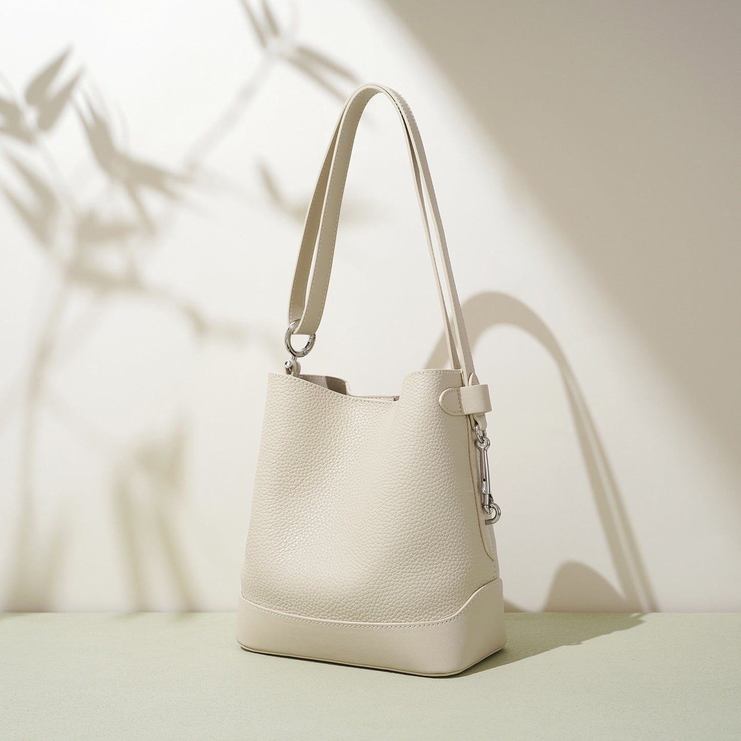 Damen Umhängetasche aus echtem Leder mit Lychee-Grain-Muster
