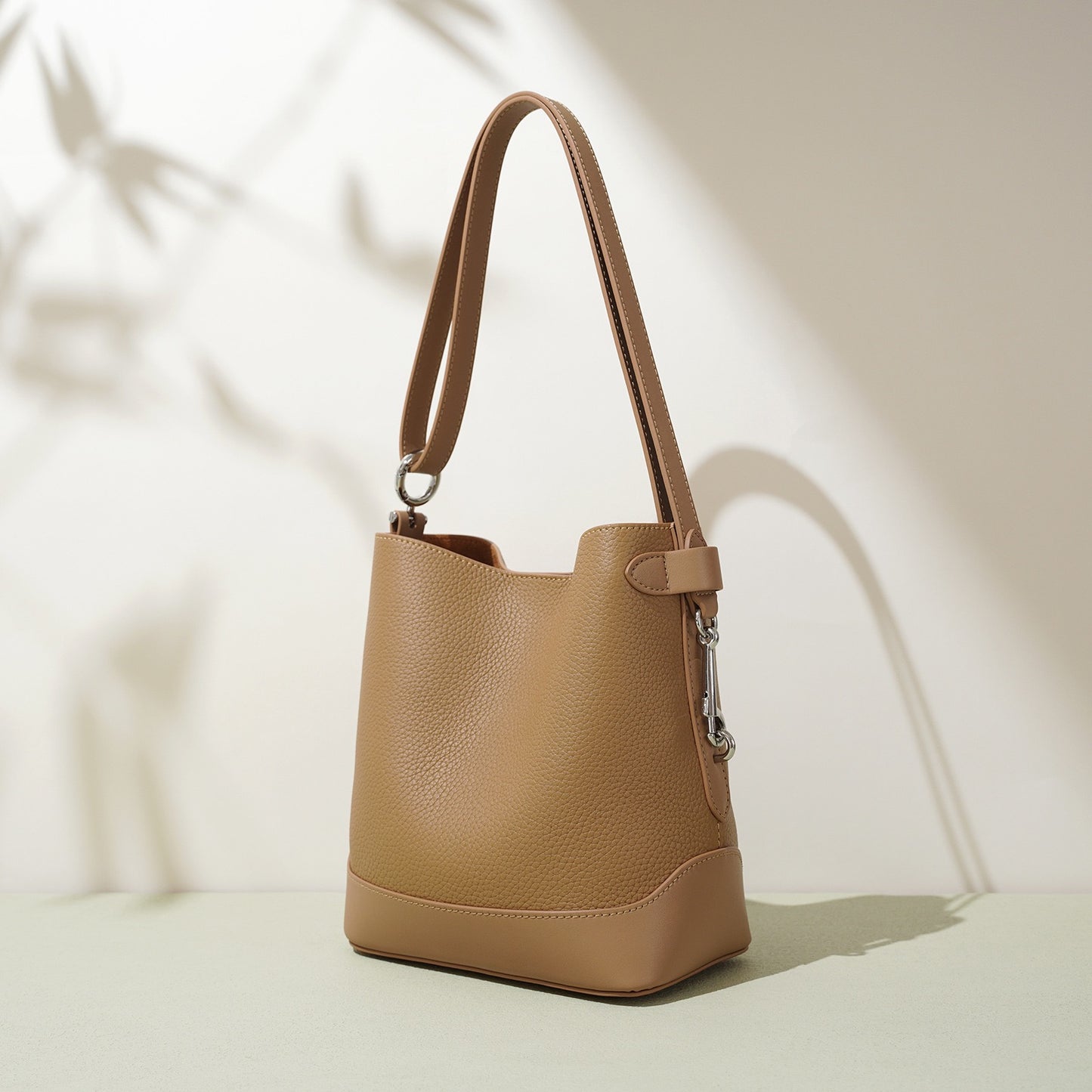 Damen Umhängetasche aus echtem Leder mit Lychee-Grain-Muster