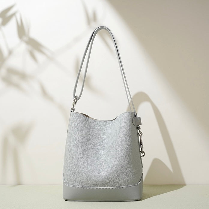 Damen Umhängetasche aus echtem Leder mit Lychee-Grain-Muster