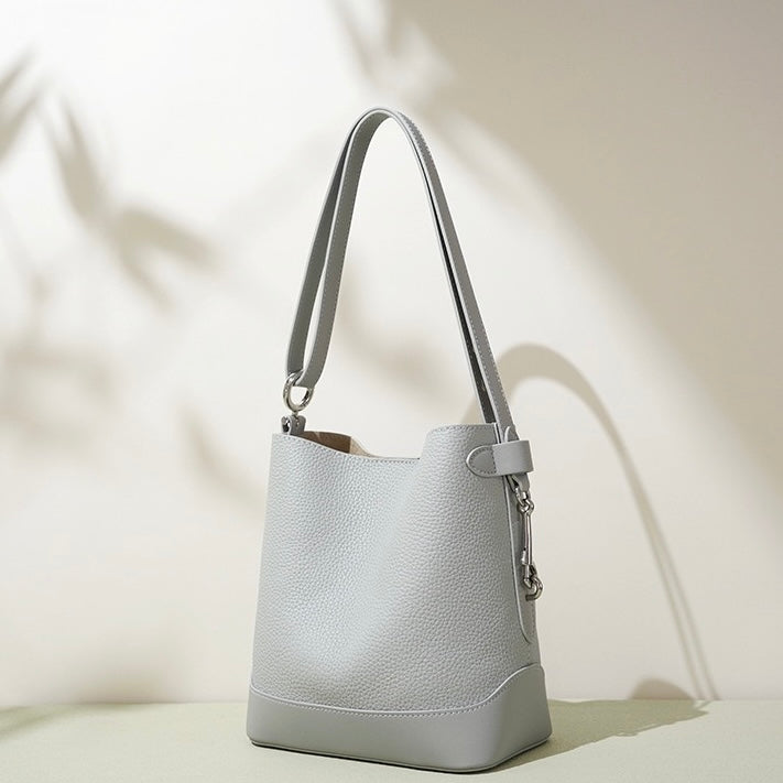 Damen Umhängetasche aus echtem Leder mit Lychee-Grain-Muster