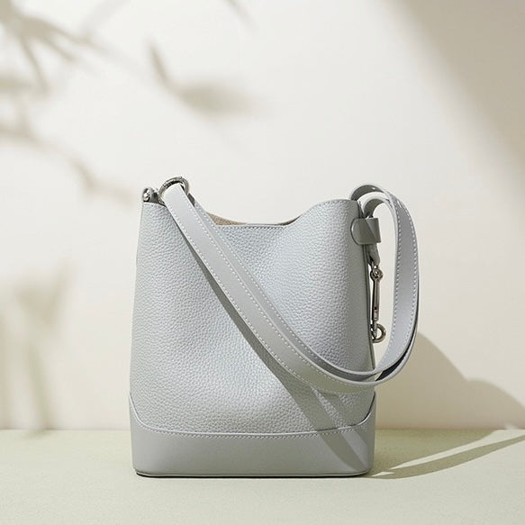 Damen Umhängetasche aus echtem Leder mit Lychee-Grain-Muster