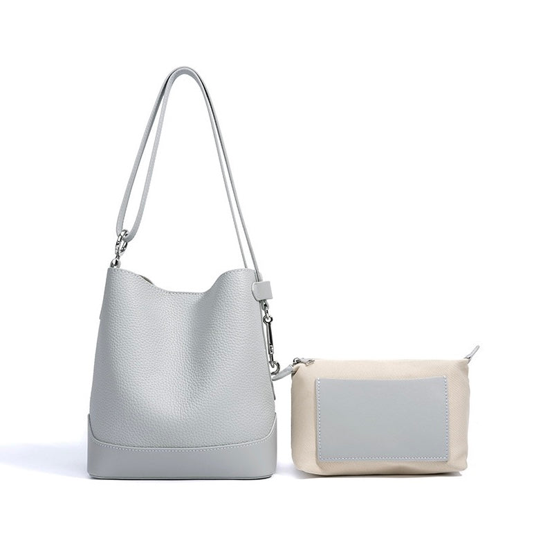 Damen Umhängetasche aus echtem Leder mit Lychee-Grain-Muster