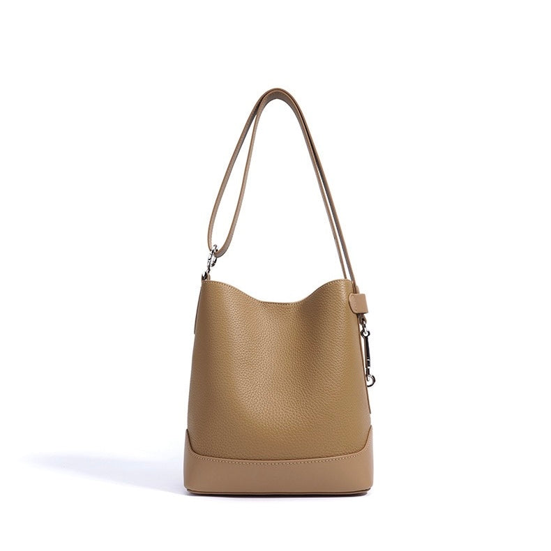 Damen Umhängetasche aus echtem Leder mit Lychee-Grain-Muster