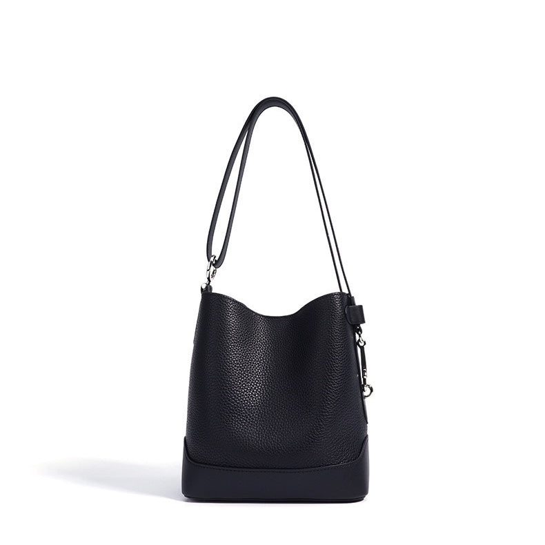 Damen Umhängetasche aus echtem Leder mit Lychee-Grain-Muster