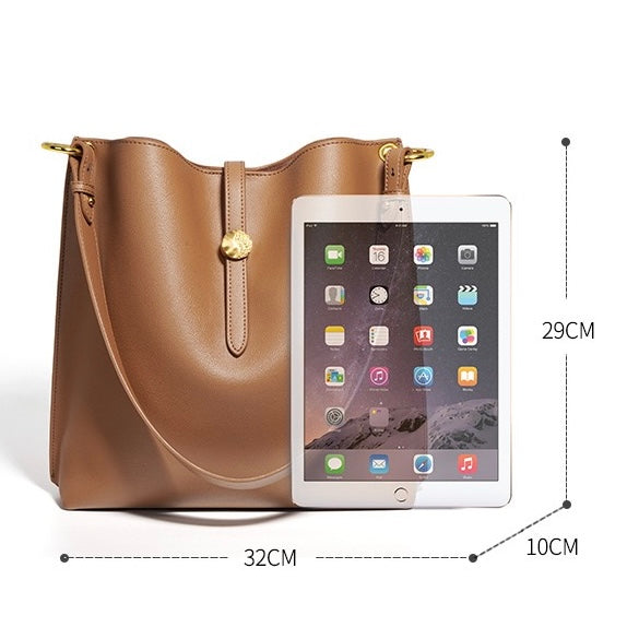 Damen-Eimertasche aus echtem Leder für den Pendler
