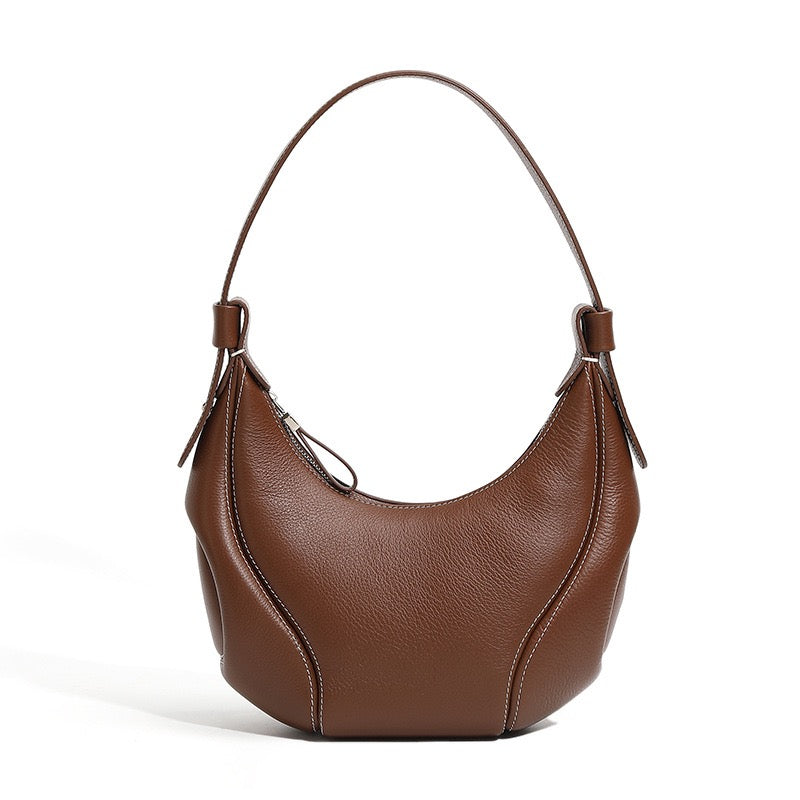 Damen Echtleder Niche Crescent Vintage Schulter-Umhängetasche