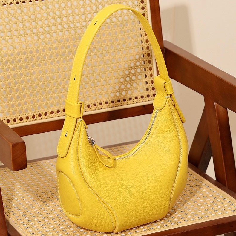 Damen Echtleder Niche Crescent Vintage Schulter-Umhängetasche