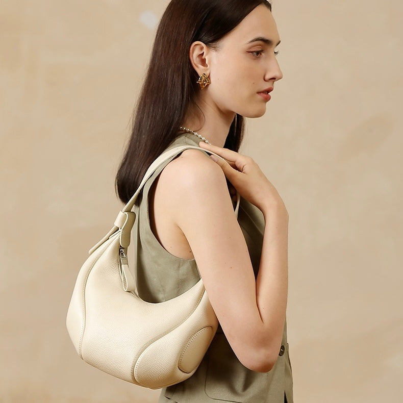 Damen Echtleder Niche Crescent Vintage Schulter-Umhängetasche