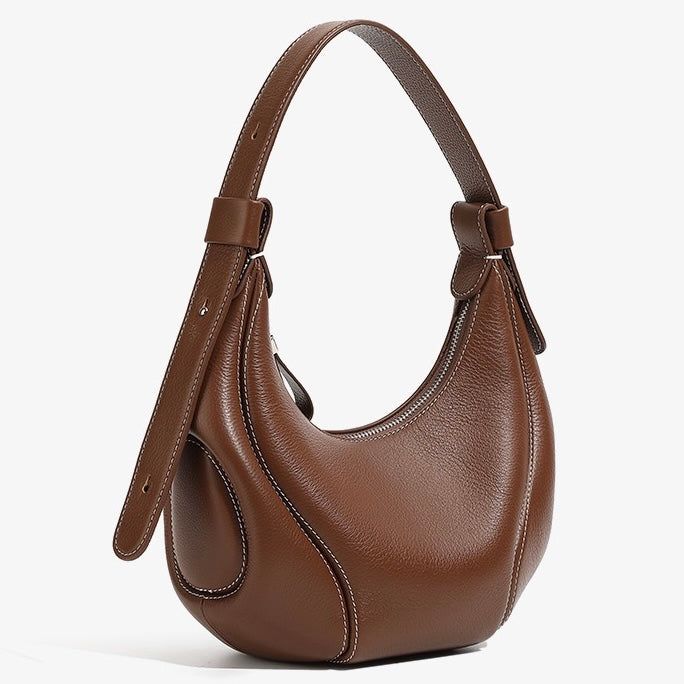Damen Echtleder Niche Crescent Vintage Schulter-Umhängetasche