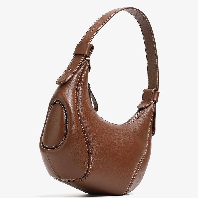 Damen Echtleder Niche Crescent Vintage Schulter-Umhängetasche
