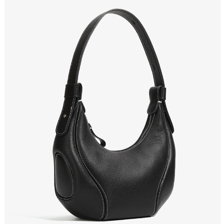 Damen Echtleder Niche Crescent Vintage Schulter-Umhängetasche